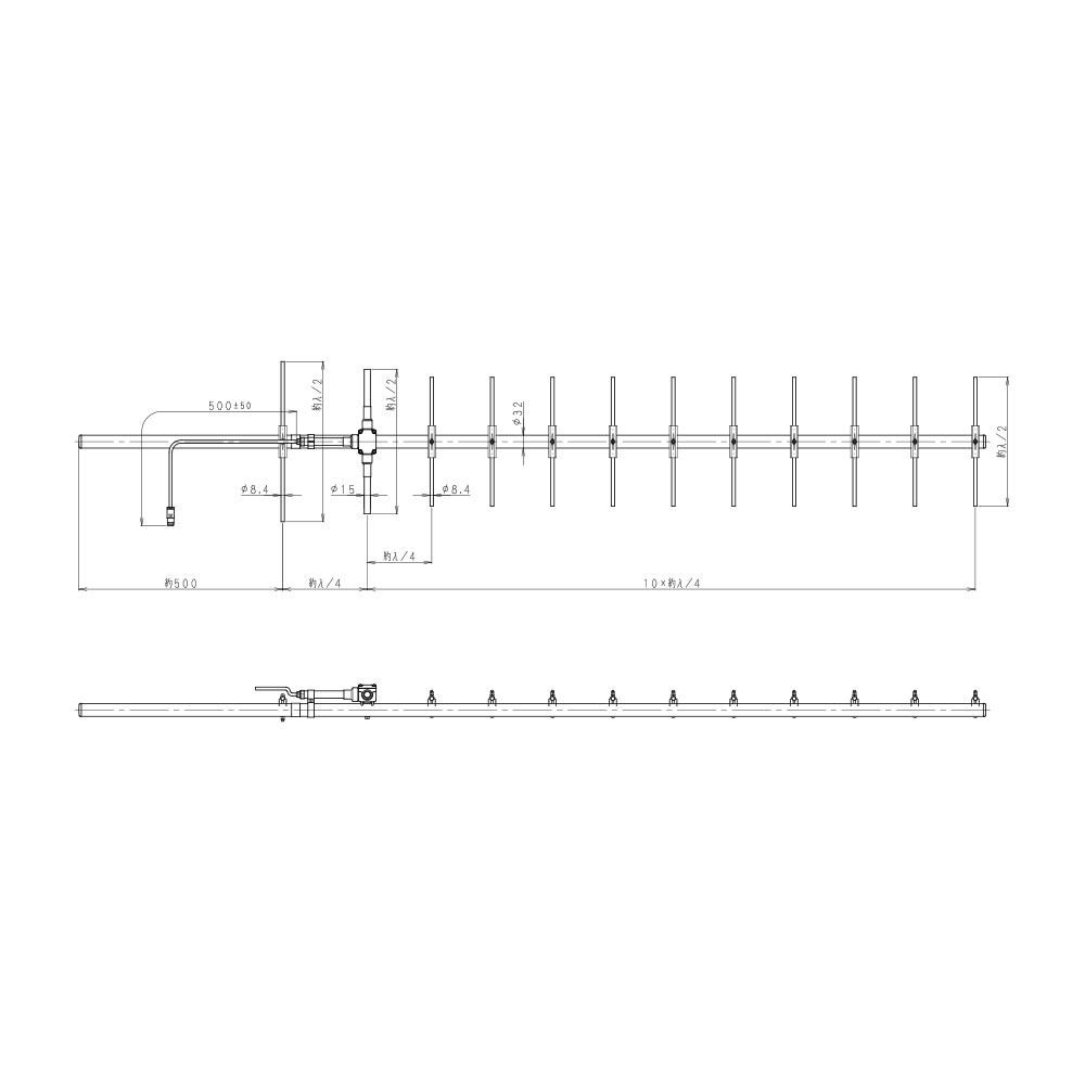 400MHz帯 広帯域12素子八木型アンテナ