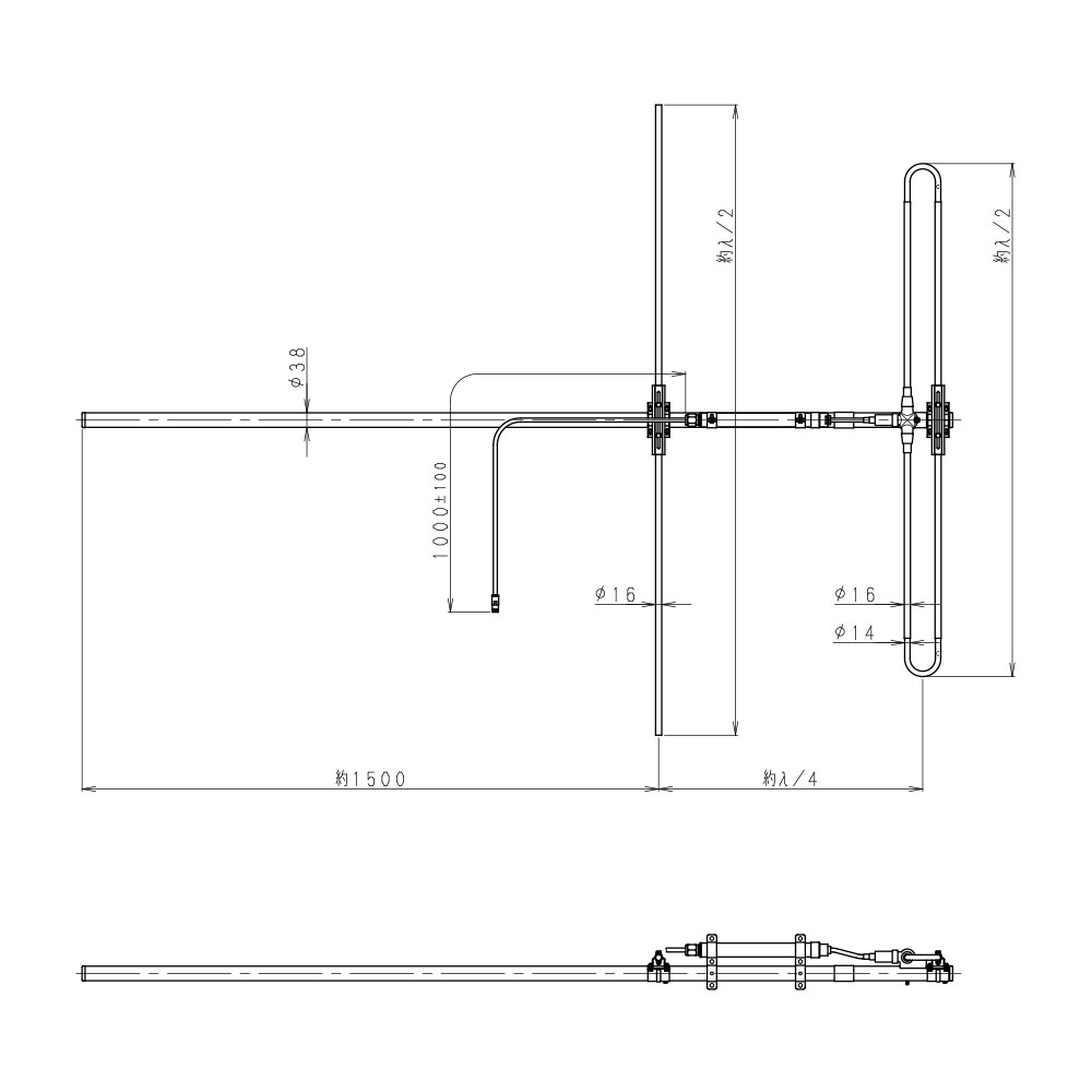60MHz帯 広帯域2素子八木型アンテナ