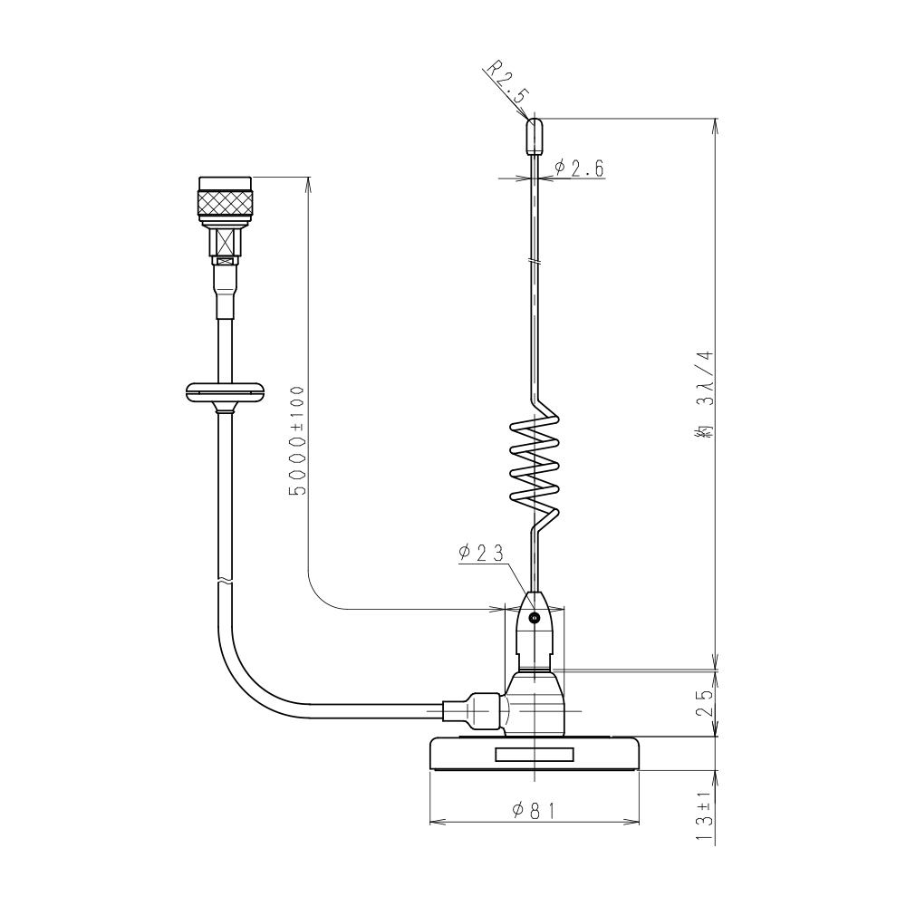MCA 車載用高利得マグネット式アンテナ（3D-2V　NP付）