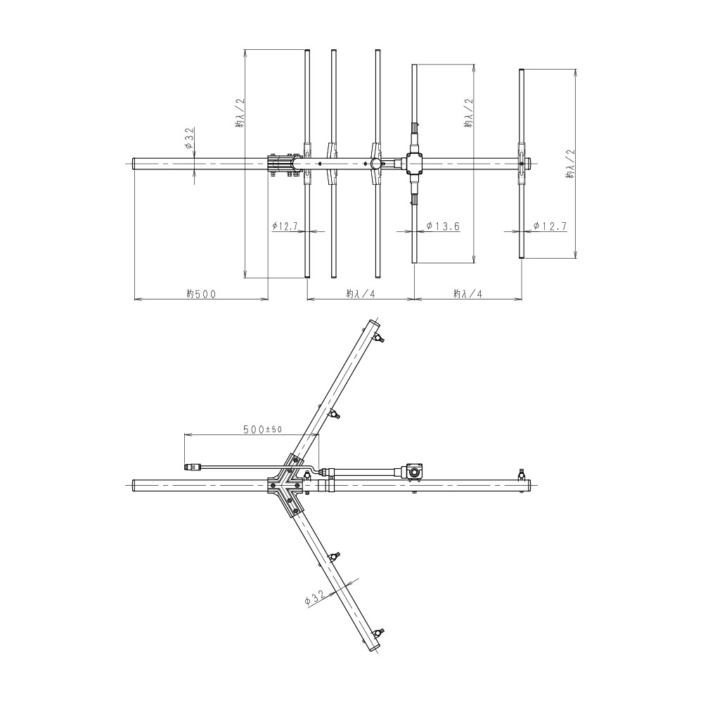 260MHz帯 スクリーン付広帯域3素子八木型アンテナ