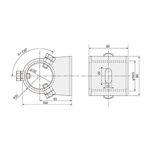 マスト側面取付金具(40A 底用 ステンレス製)