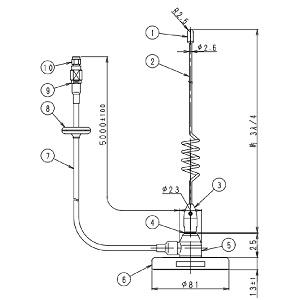 800/900MHz車載用高利得マグネット式アンテナ（3D-2V）